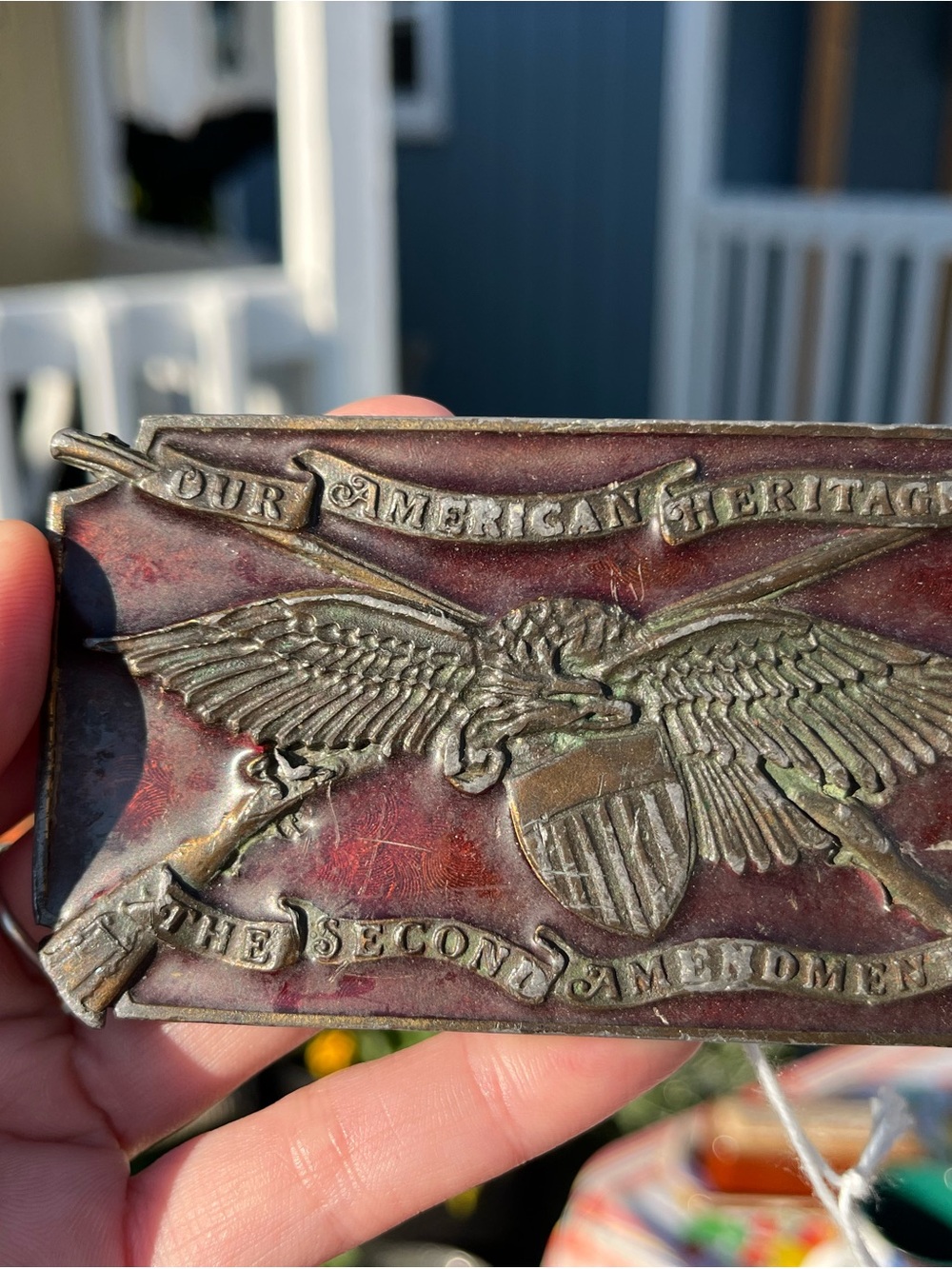 Decorative Second Amendment Eagle Plaque - Brown